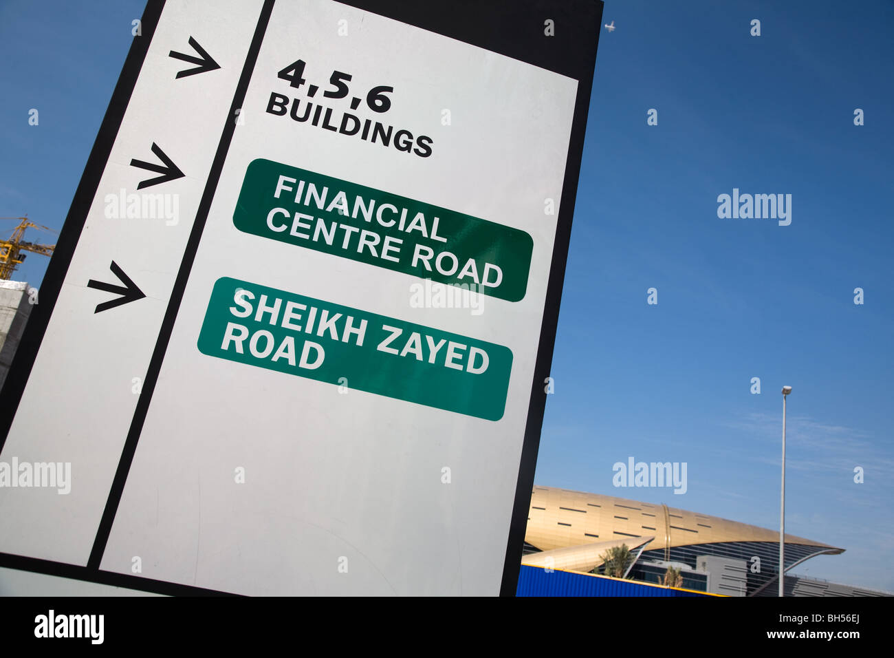 financial centre road shekh zayed road dubai signs Stock Photo