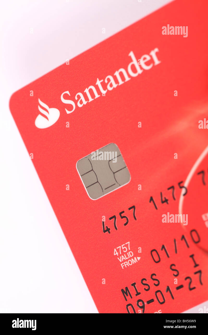 Santander bank branding logo on payment card issued in 2010 Stock Photo