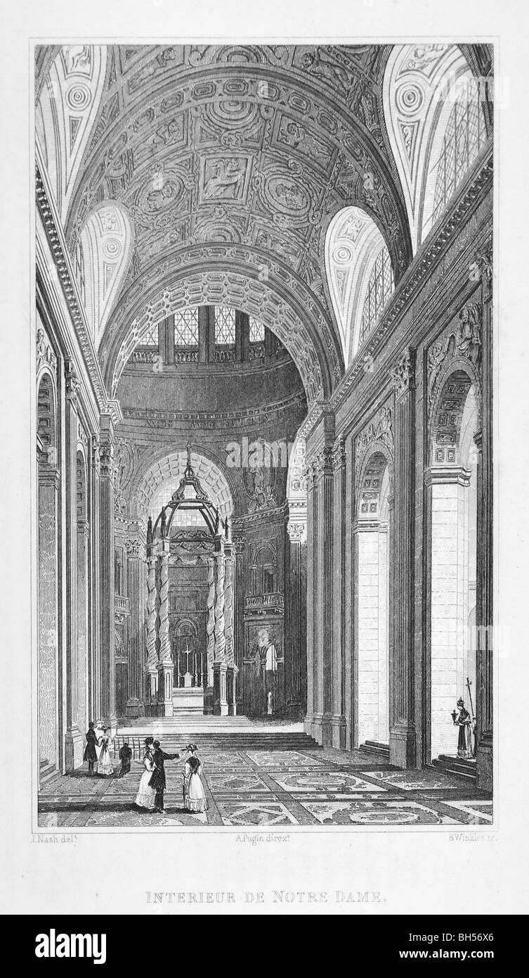 Interior of Notre Dame Stock Photo