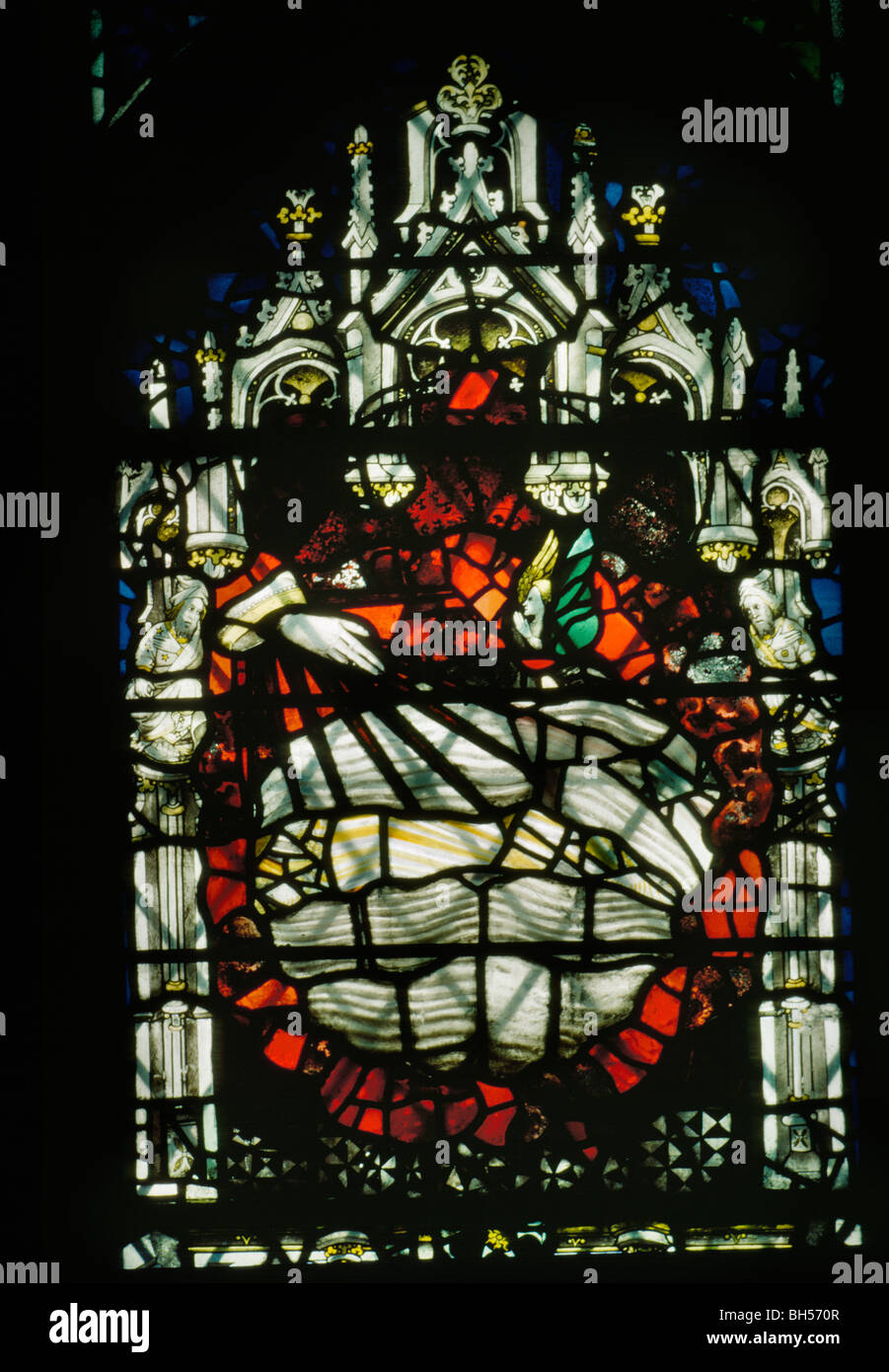 York Minster, stained glass, The Great East Window, 1405-8 , by John Thornton, the Creation of the world Stock Photo