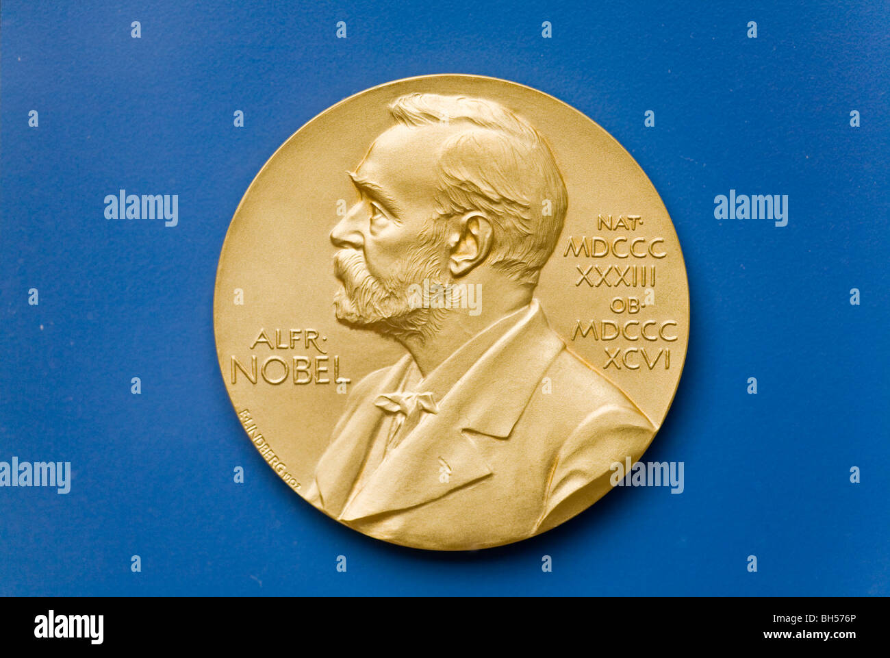 Nobel prize medal front Stock Photo