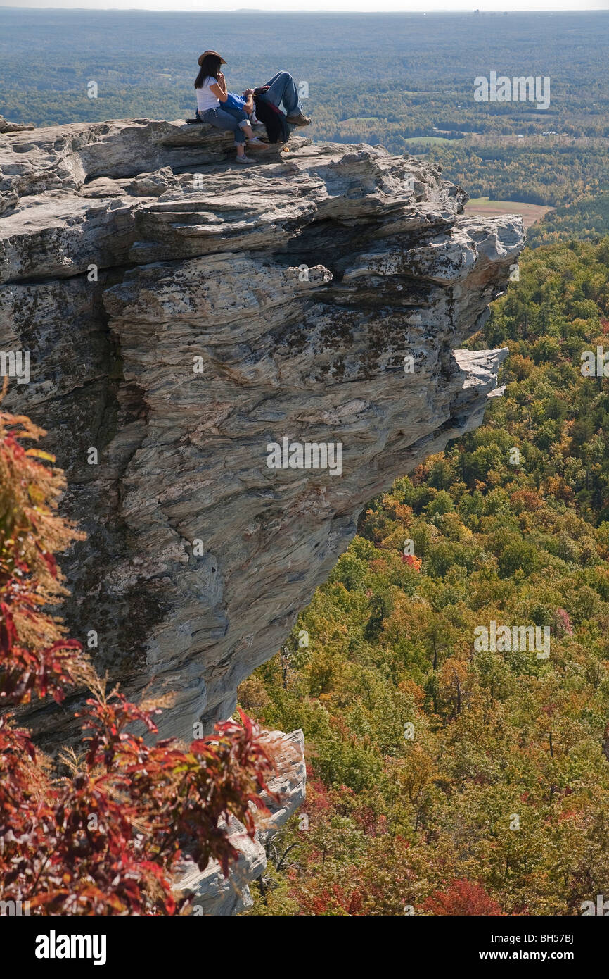 Hanging Rock State Park in North Carolina with hiking couple Stock