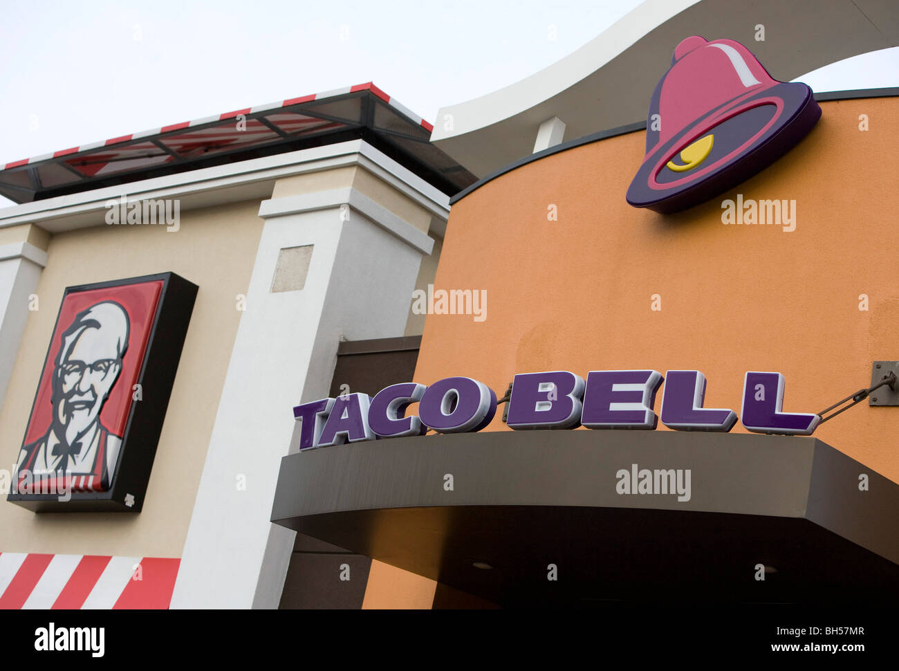 A Taco Bell and Kentucky Fried Chicken restaurant location Stock Photo
