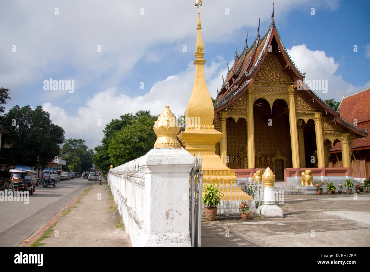 Wat Saen temple along the main Sakkaline road, Luang Prabang Stock Photo