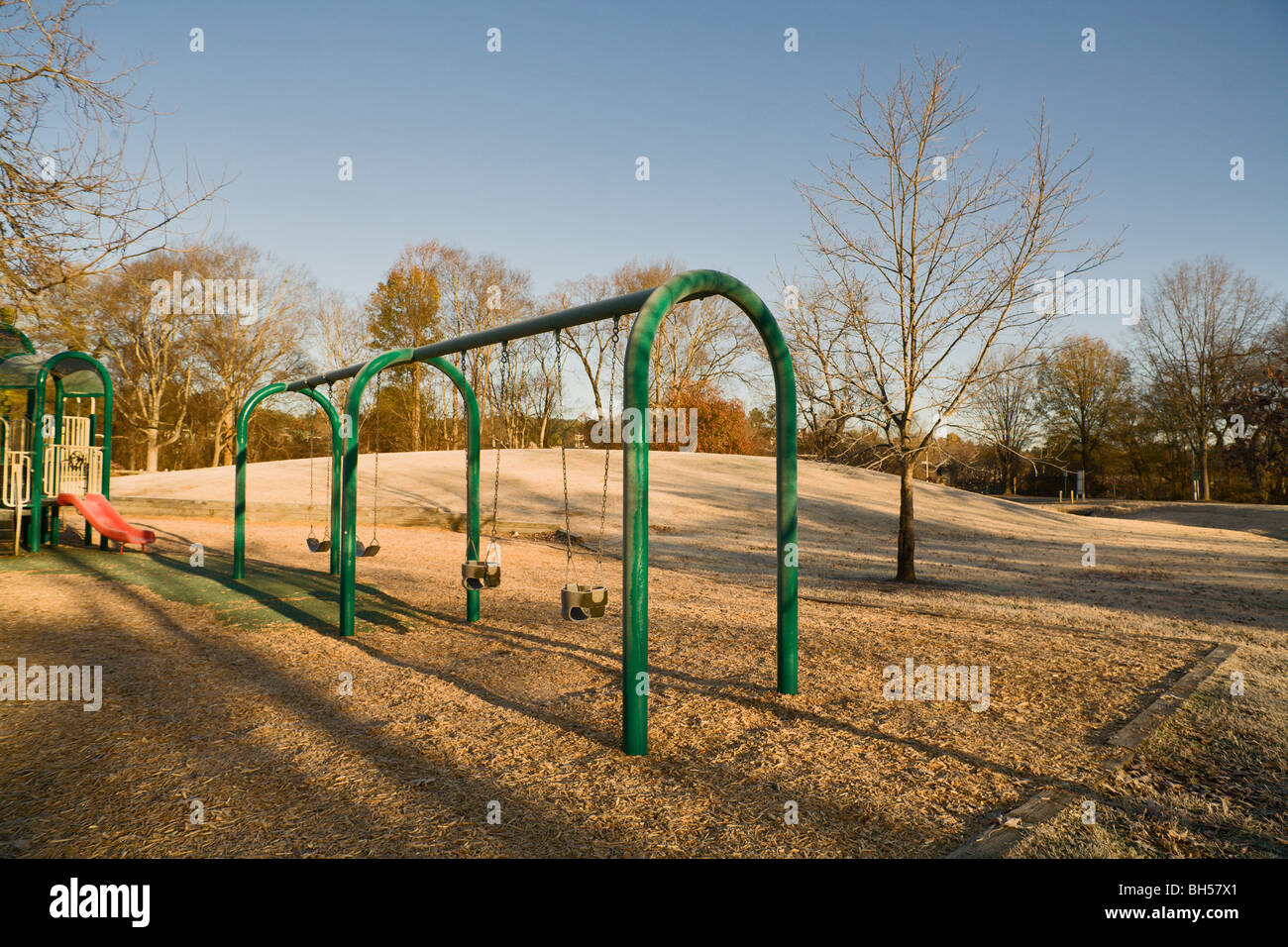 Abandoned Playground with frost Stock Photo