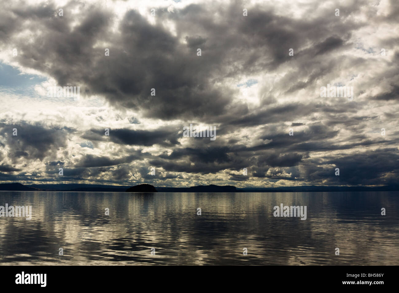 Lake Taupo view to western shore Stock Photo