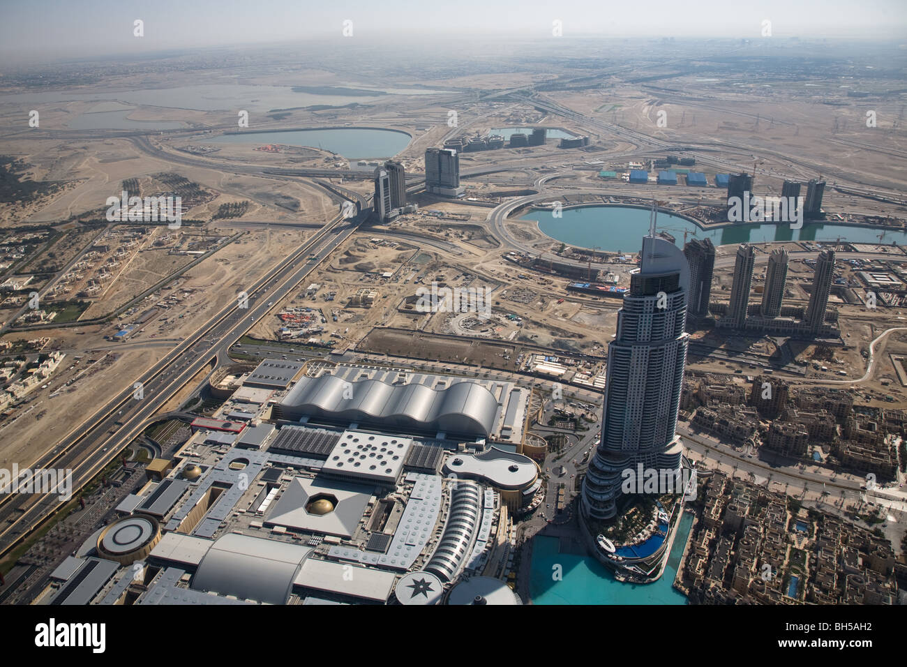 The Address hotel and Dubai Mall from Burj Khalifa SEAT2 Stock Photo