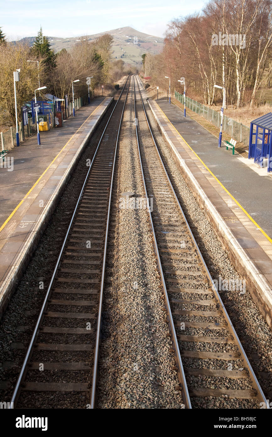 Sheffield to Manchester rail line at Hope, Derbyshire Stock Photo