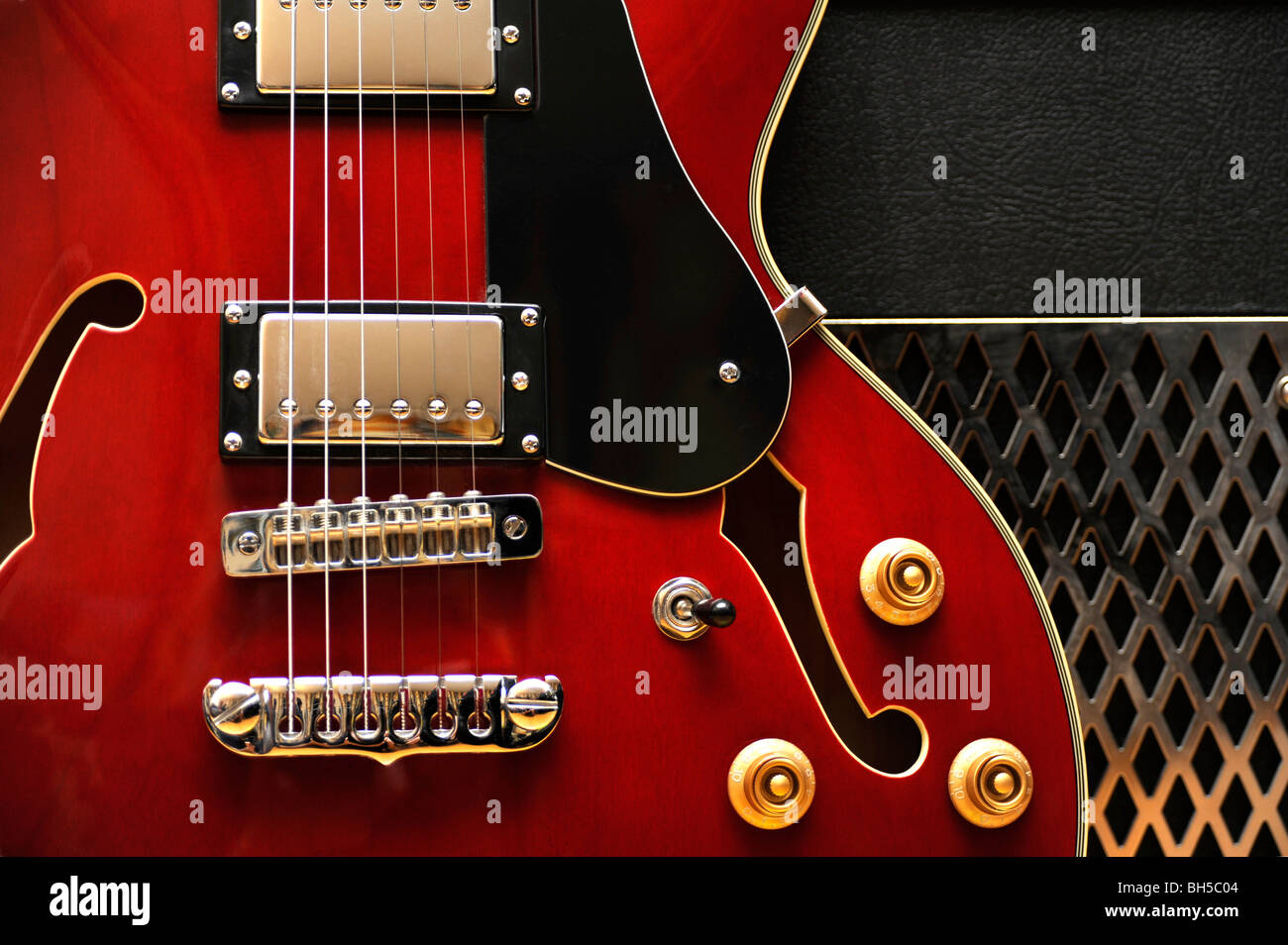 Aria jazz guitar,style Gibson 335 Stock Photo