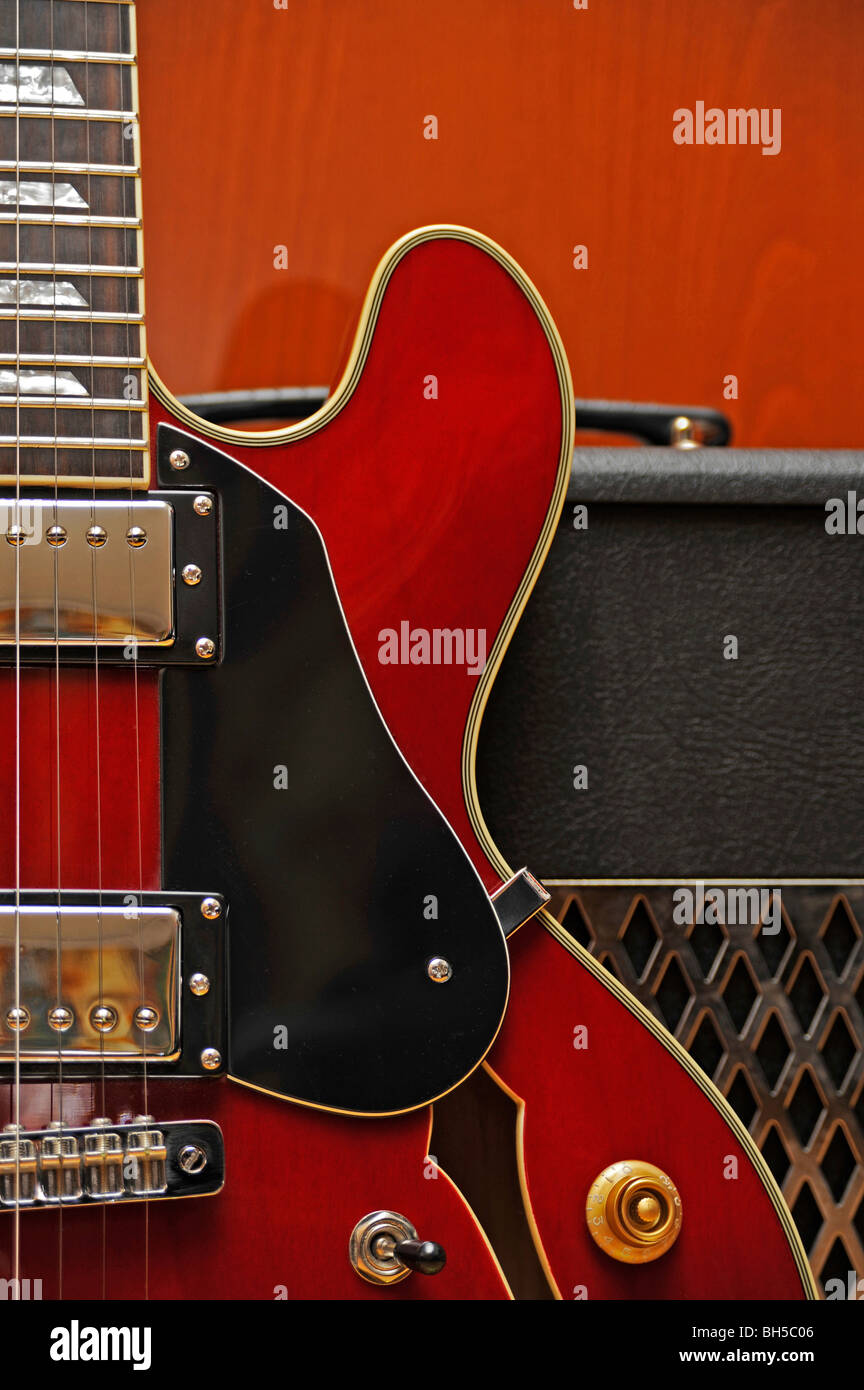 Aria jazz guitar,style Gibson 335 Stock Photo