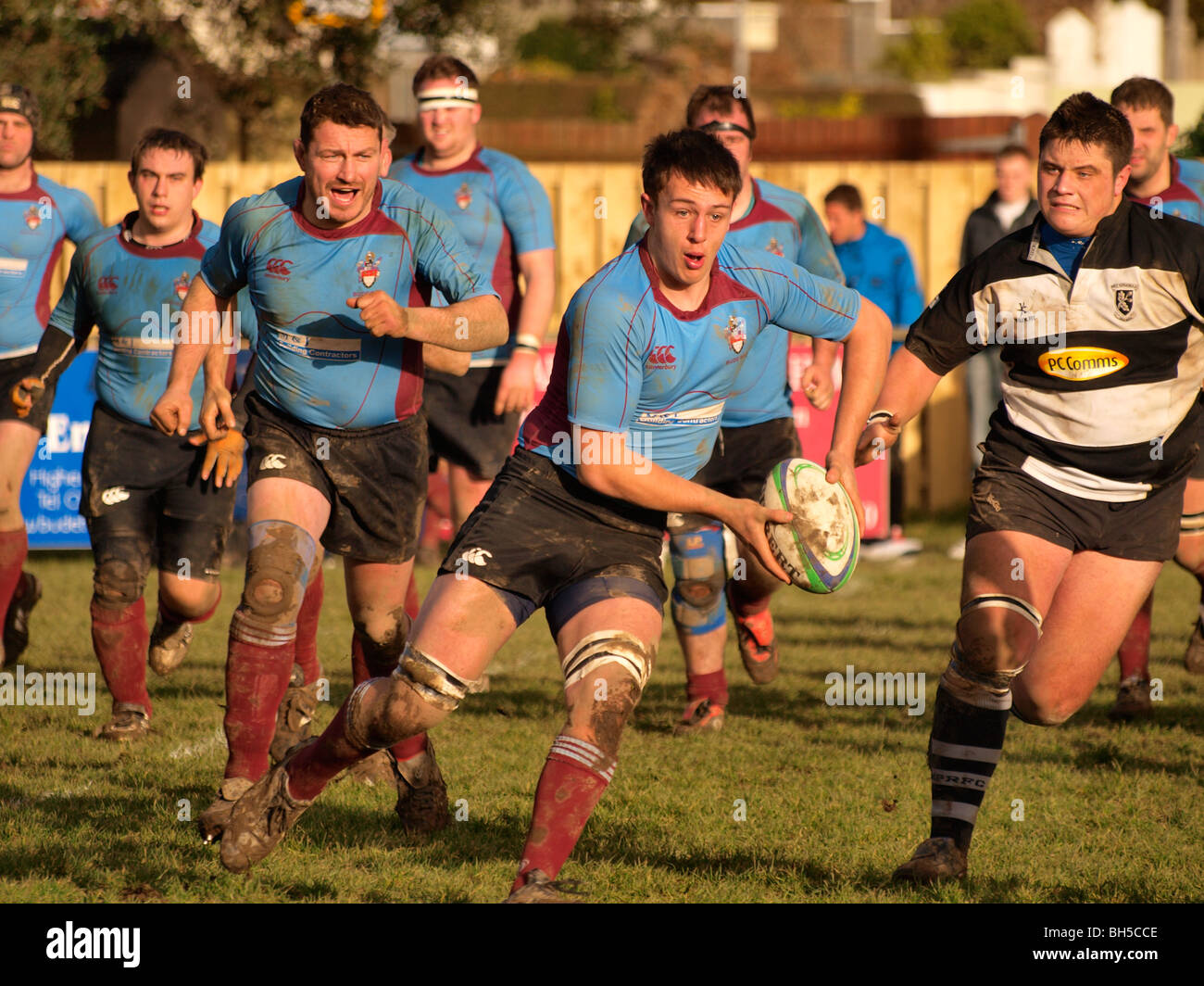Bude against North Petherton rugby match, Cornwall Stock Photo