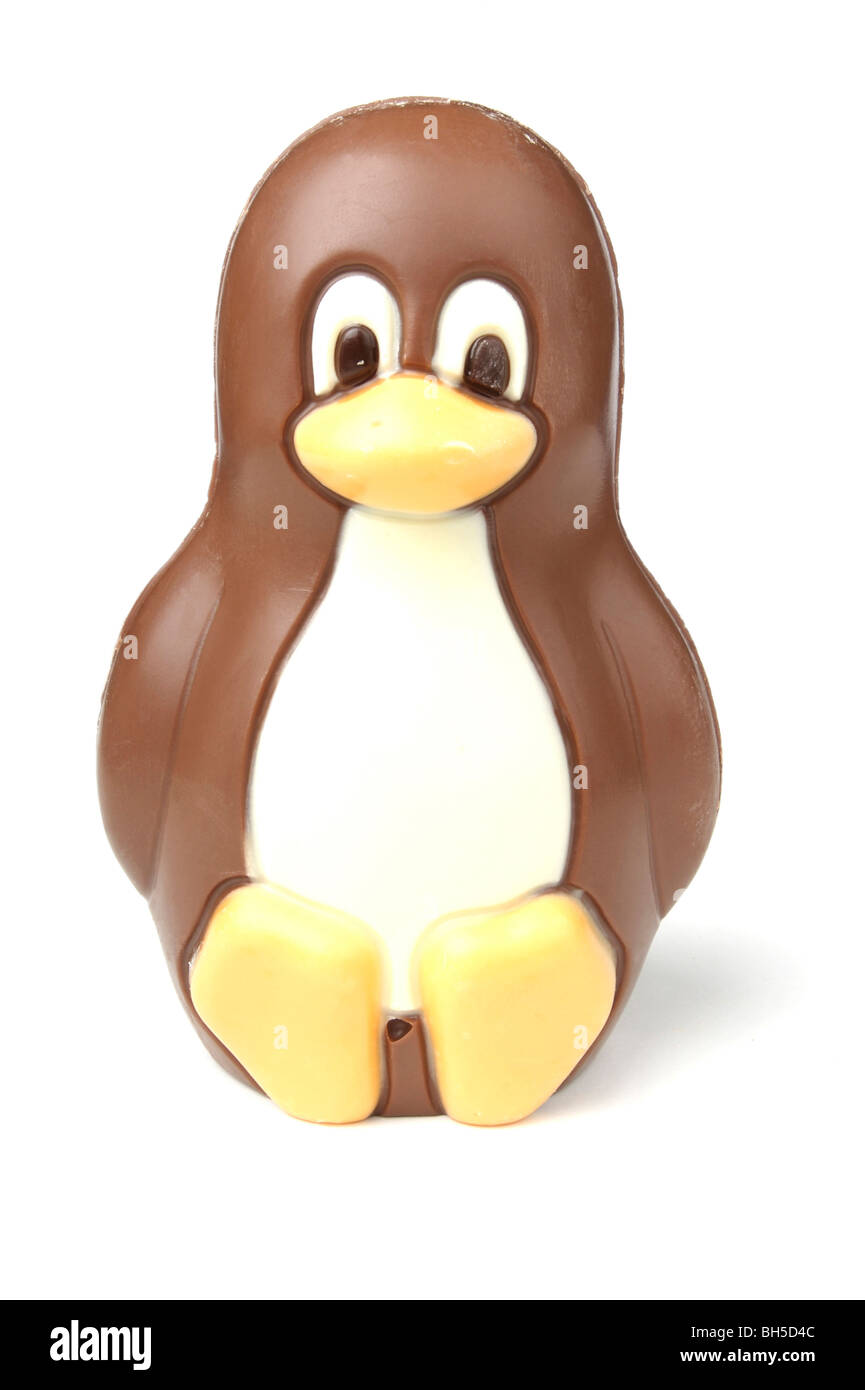 milk chocolate penguin isolated on white background Stock Photo