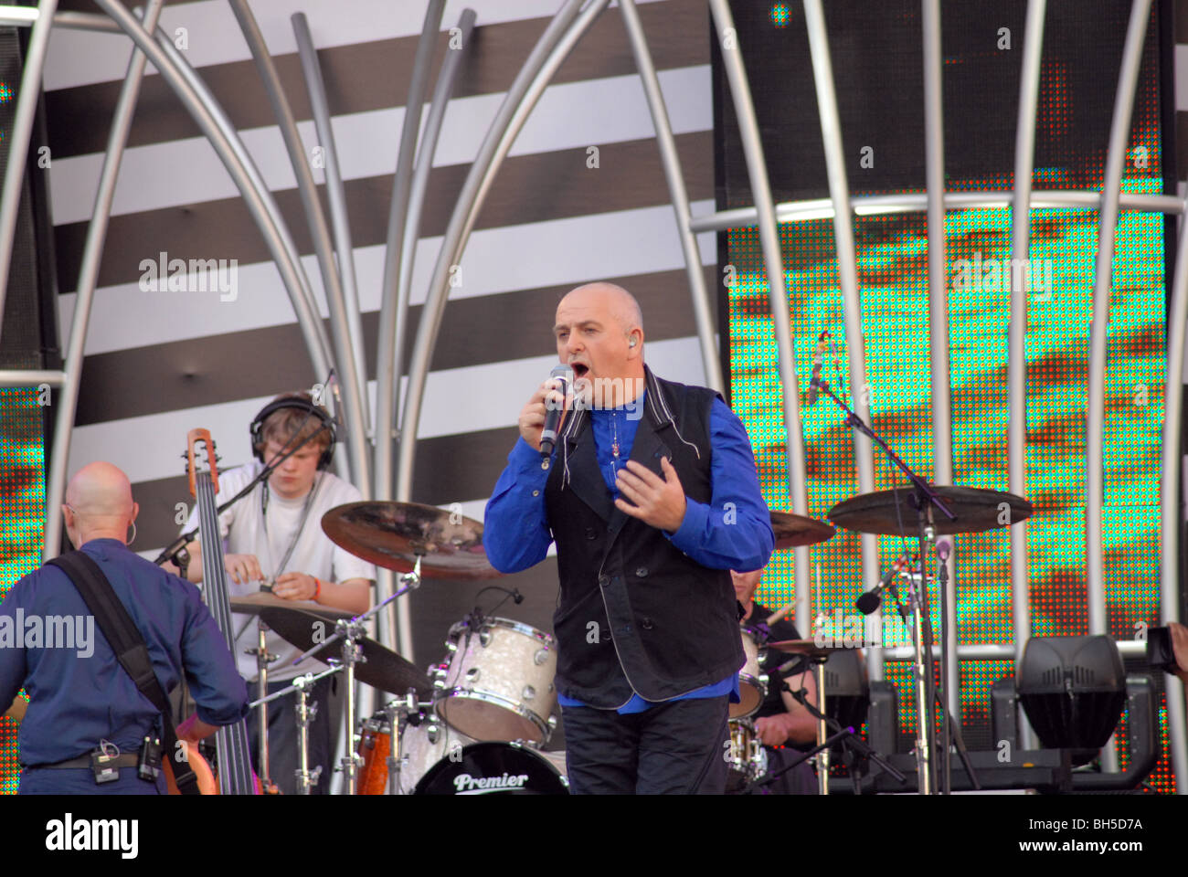 Peter Gabriel sings at the 46664 Concert in Johannesburg, South Africa ...