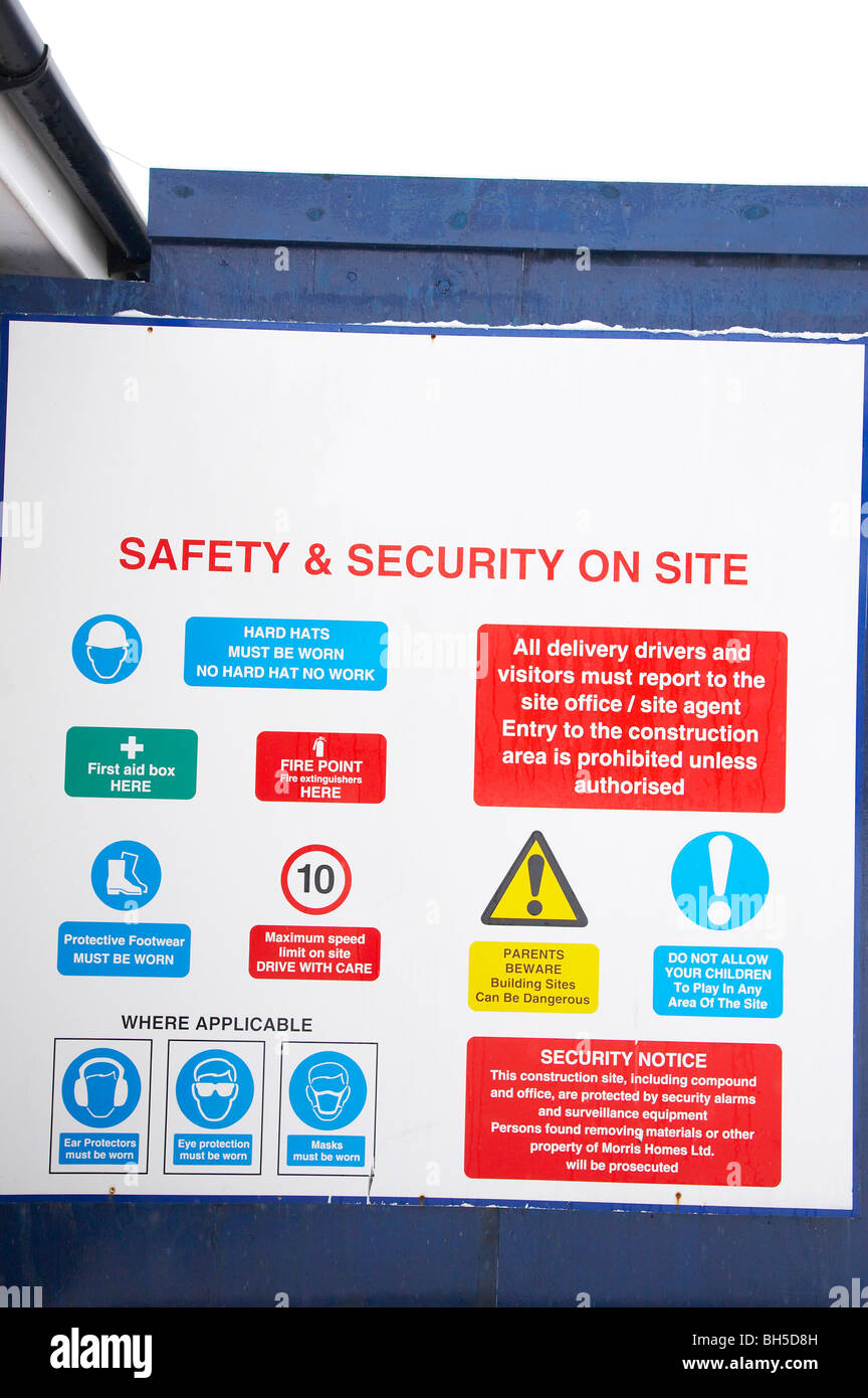Health & Safety notice on building site Stock Photo