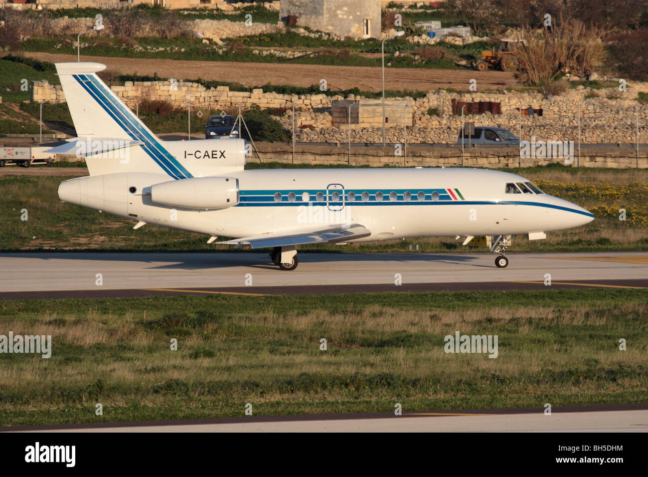 Dassault Falcon 900EX business jet taxiing for departure Stock Photo