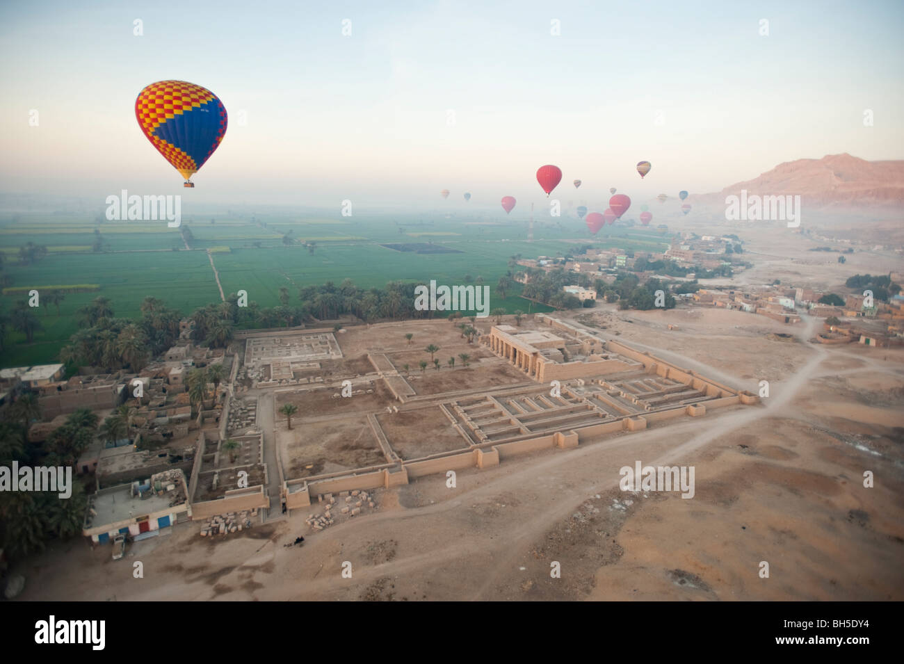 Hot air balloon ride near Valley of the Kings, Luxor, Egypt, Africa Stock Photo