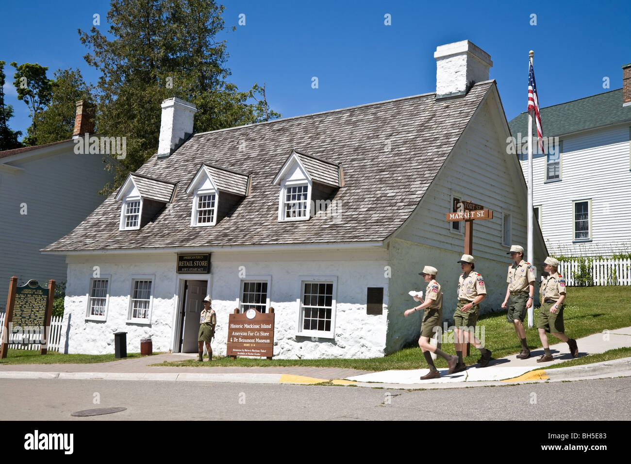 American Fur Company's retail store, Market and Fort Street, Mackinac Island, Michigan, USA Stock Photo