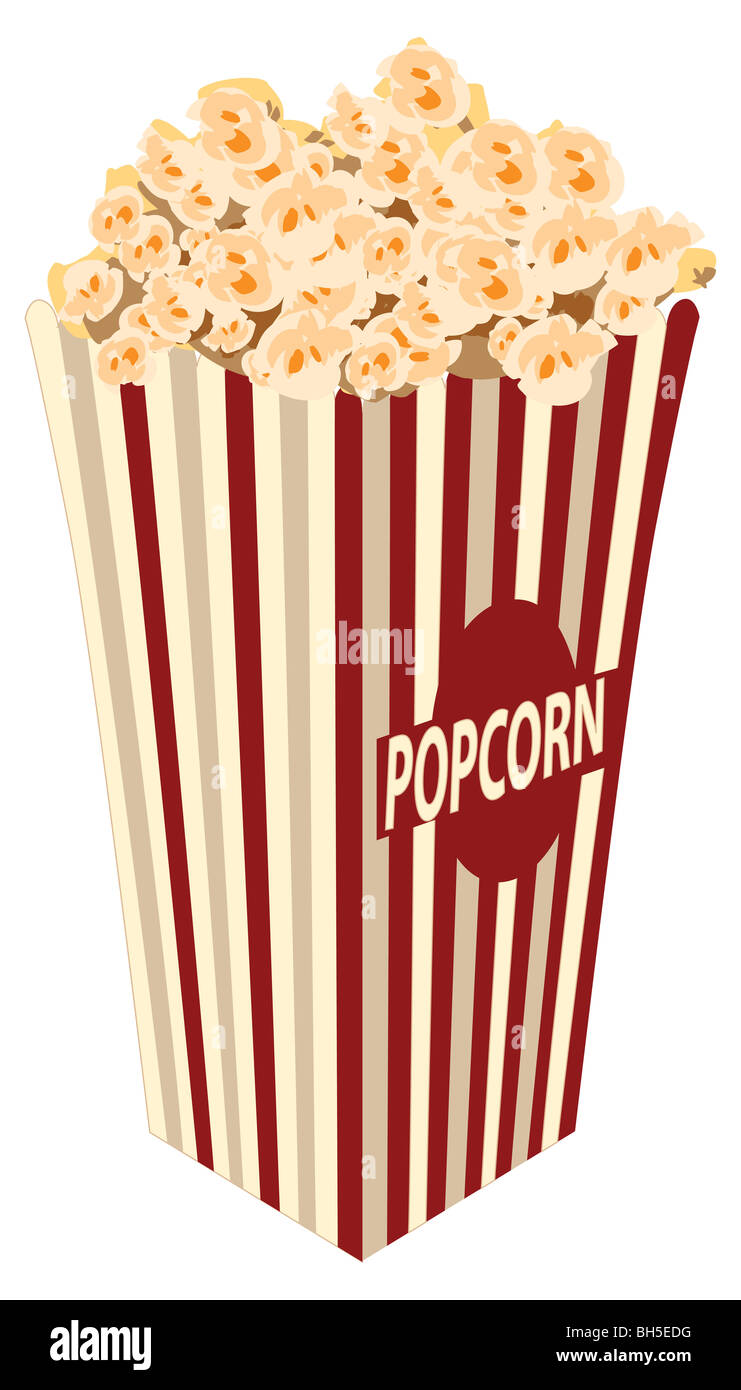 picture of box of popcorn with corns till the top Stock Photo