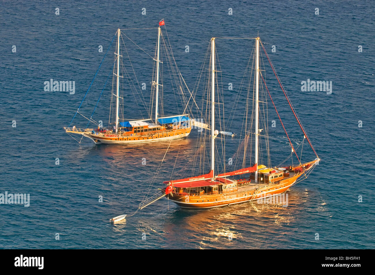 Turkish wooden boats in Kekova Turkey Stock Photo