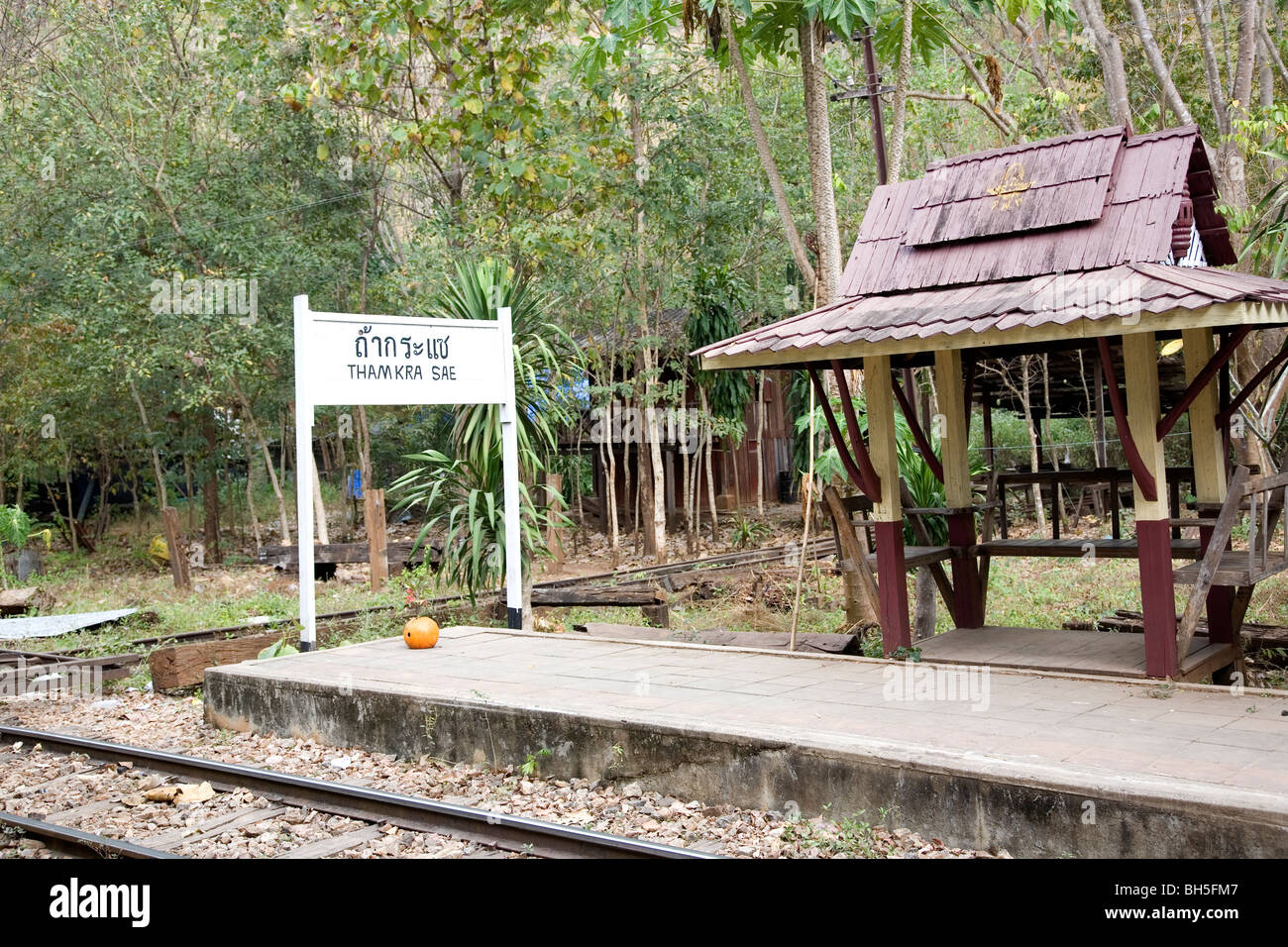 Thamkra Sae station stop Stock Photo - Alamy