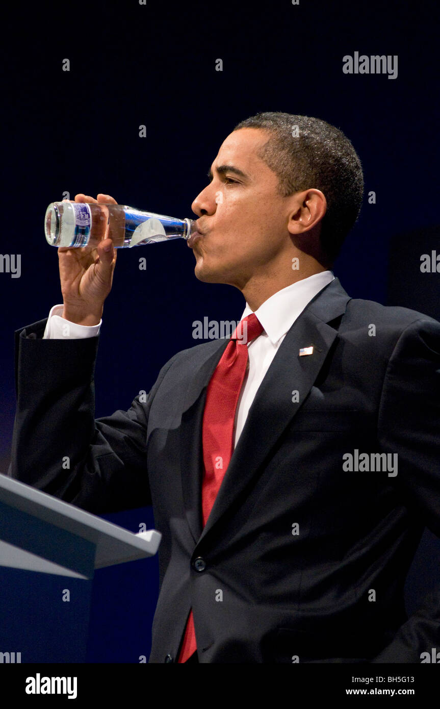 US President Barak Obama at a press conference. Photo by Julio Etchart Stock Photo
