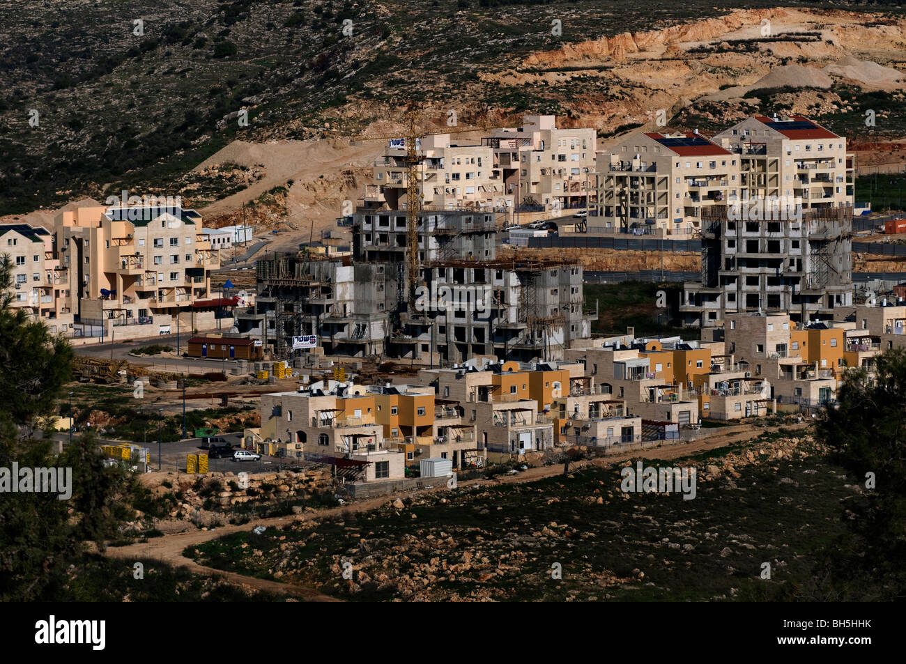 Construction housing site in MODIIN ILIT a religious Jewish settlement near Ramalah West Bank Israel Stock Photo