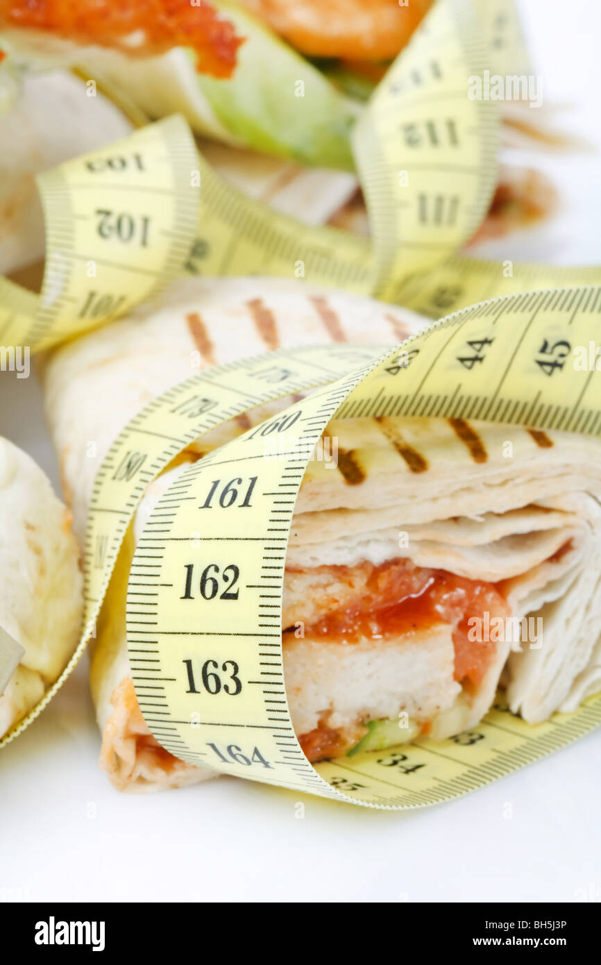 Tortilla wrap with tape measure Stock Photo Alamy