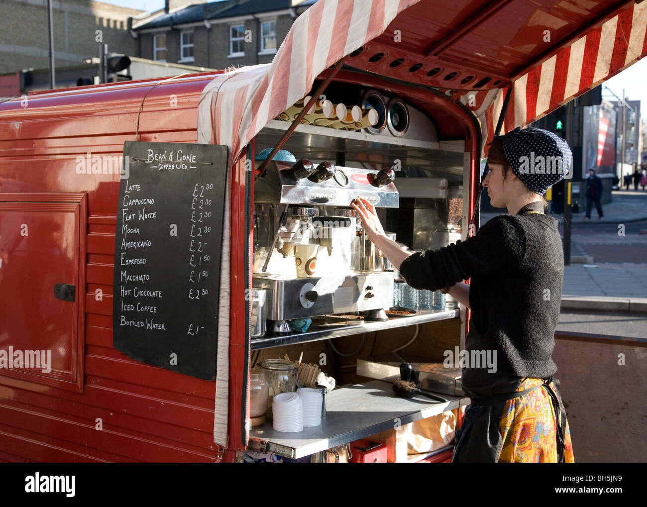 Bean and Gone, Coffee Company Vehicle  at 'French' Market on Venn Street , Clapham Common , London Stock Photo