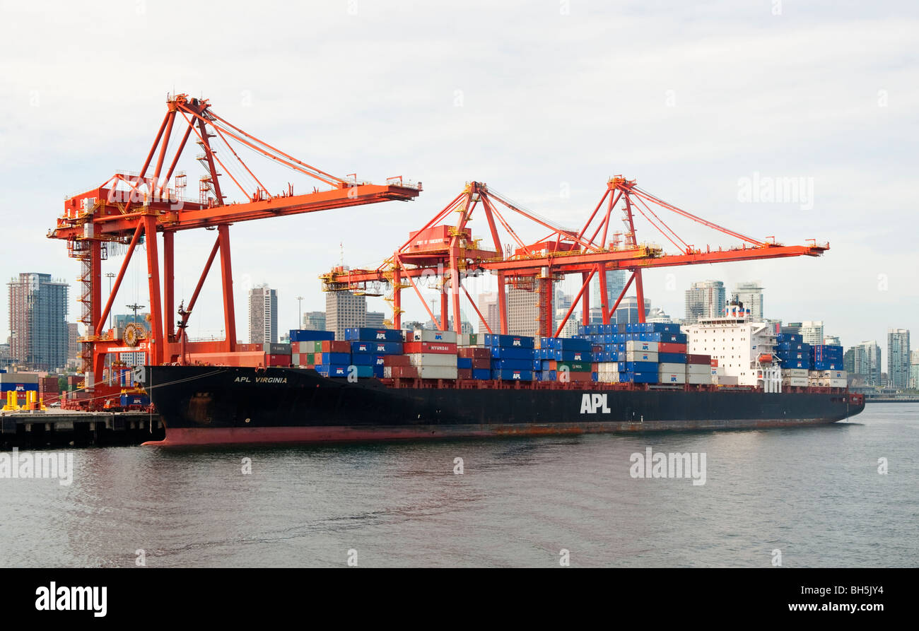 Container ship APL Virginia (2005) at Port Metro Vancouver, Vancouver, BC, Canada. Stock Photo