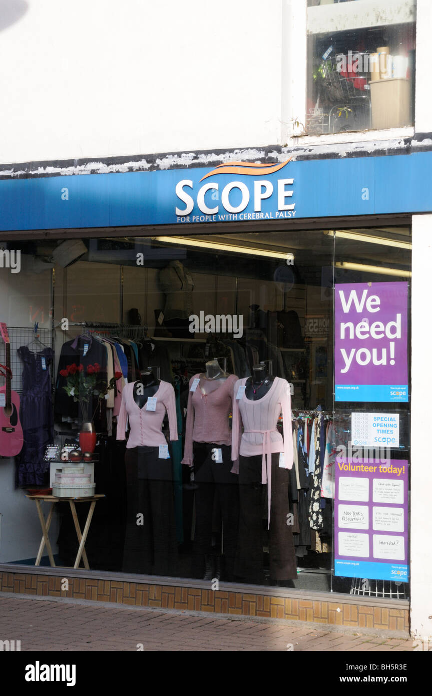 England; Cambridge; Scope Cerebral Palsy Charity Shop in Burleigh Street Stock Photo