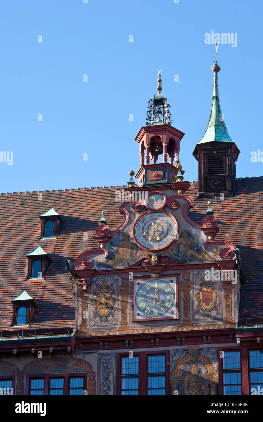 ASTRONOMIC CLOCK, CITY HALL, TUEBINGEN, SWABIAN ALB, BADEN WUERTTEMBERG, GERMANY Stock Photo