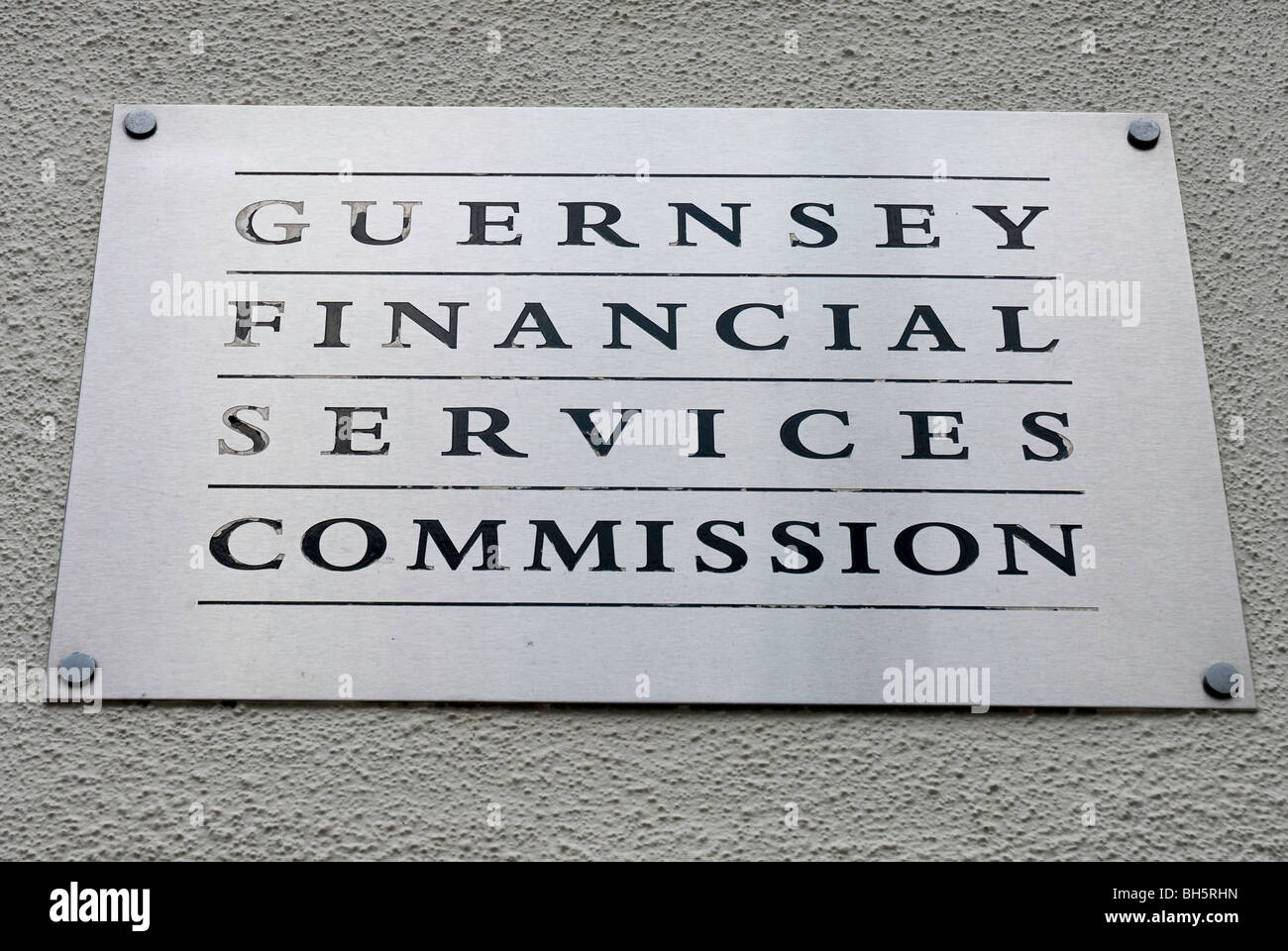Guernsey Financial Services Commission sign Stock Photo