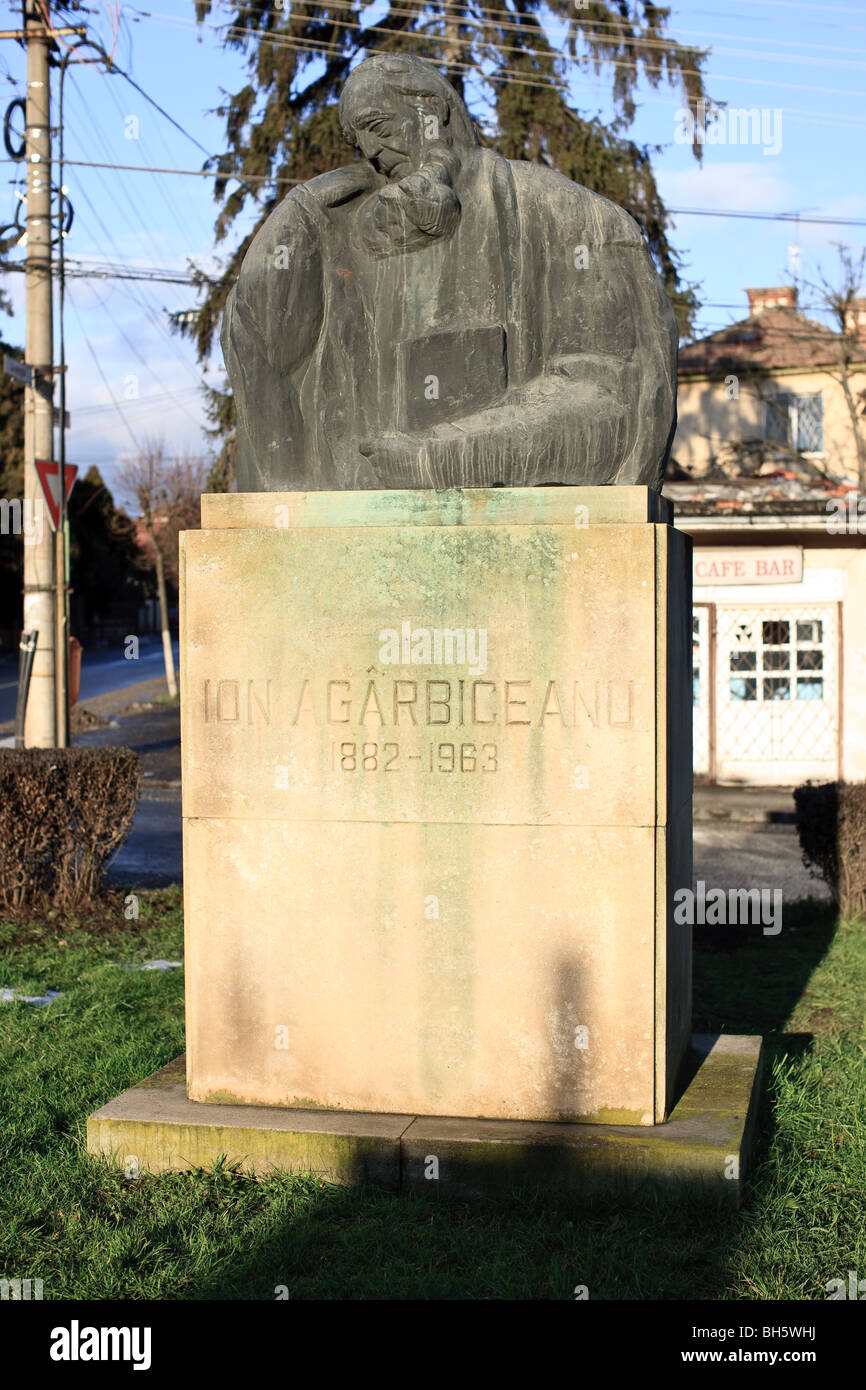Statue of writer, politician and priest Ion Agarbiceanu, Cluj, Romania Stock Photo