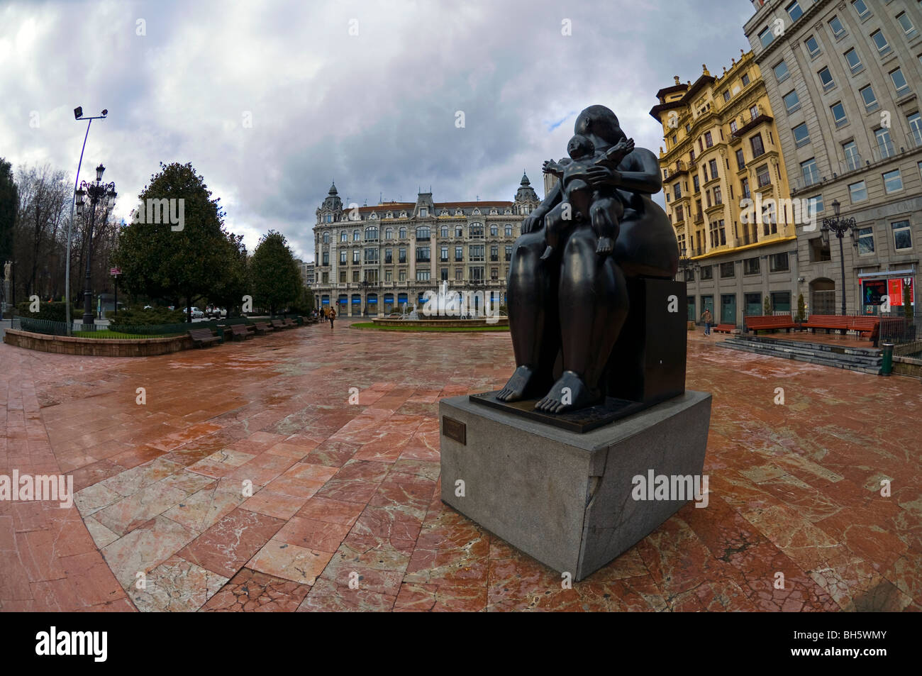 Square in the city of Oviedo, Asturias, Spain. Stock Photo