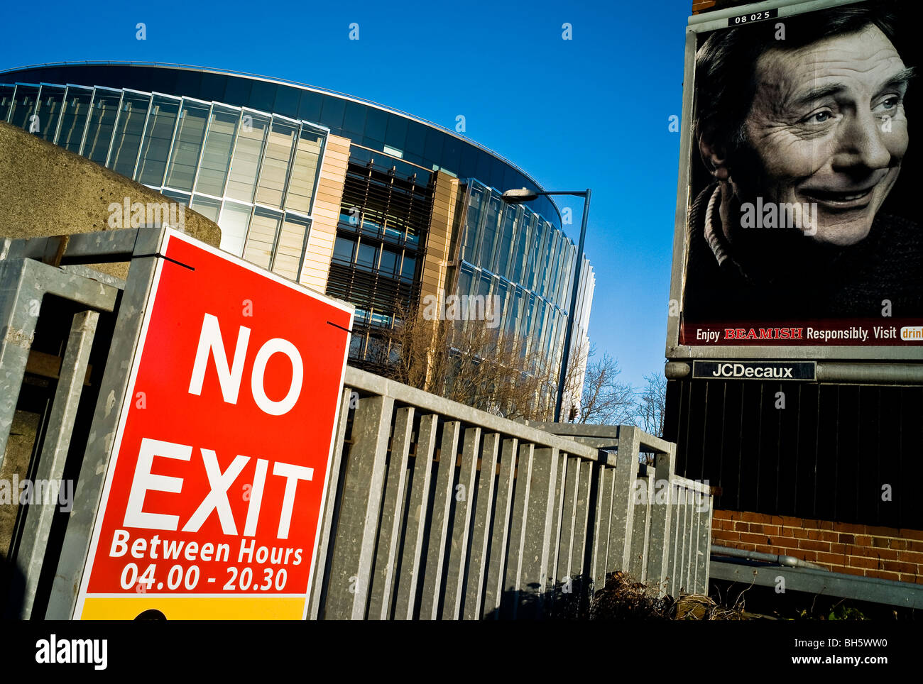 Criminal Courts of Justice on Parkgate Street, Dublin 8 from Bus Eireann Depot gate. Stock Photo
