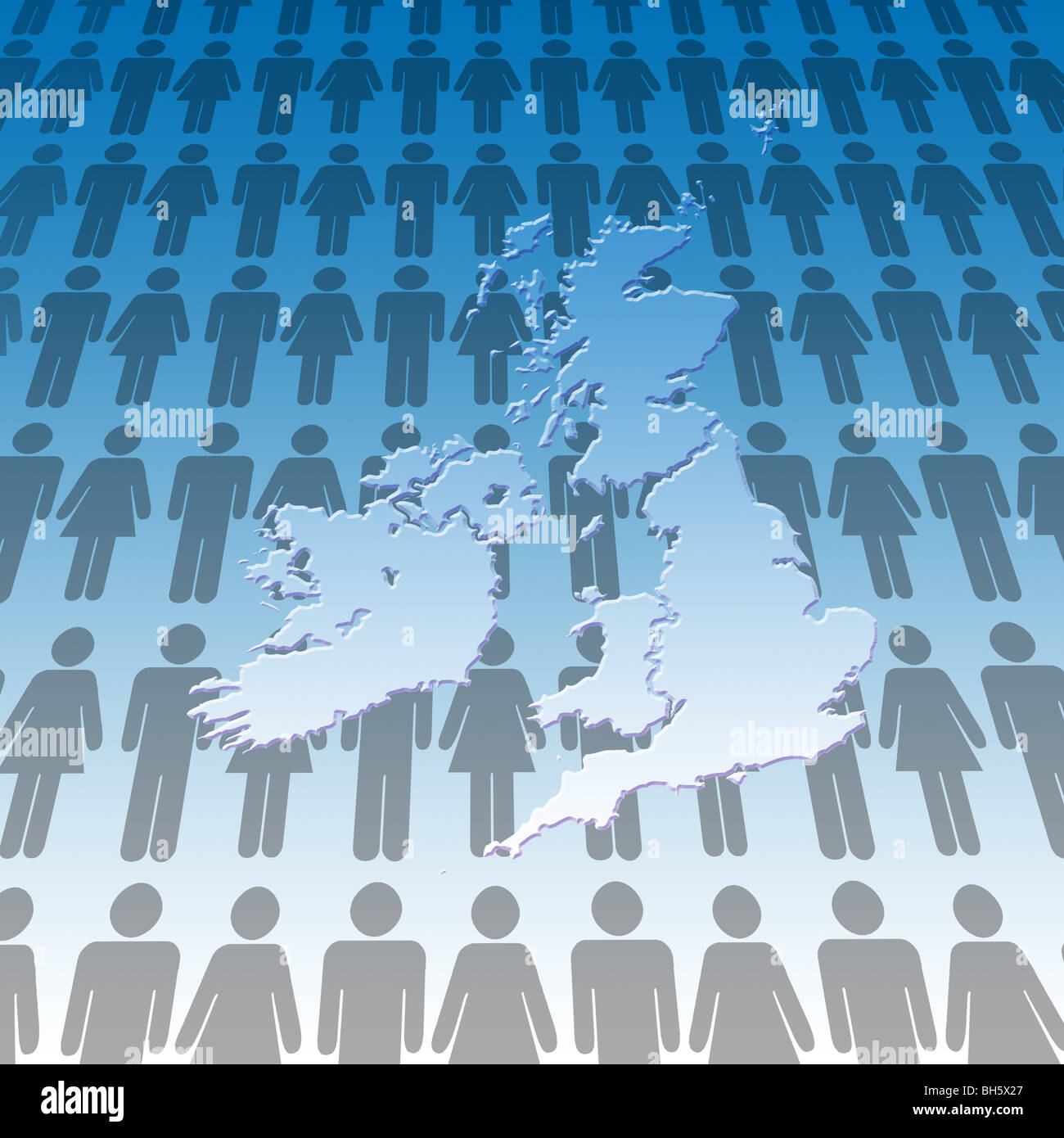 Overpopulation! Conceptual Image of the UK overpopulated with people Stock Photo