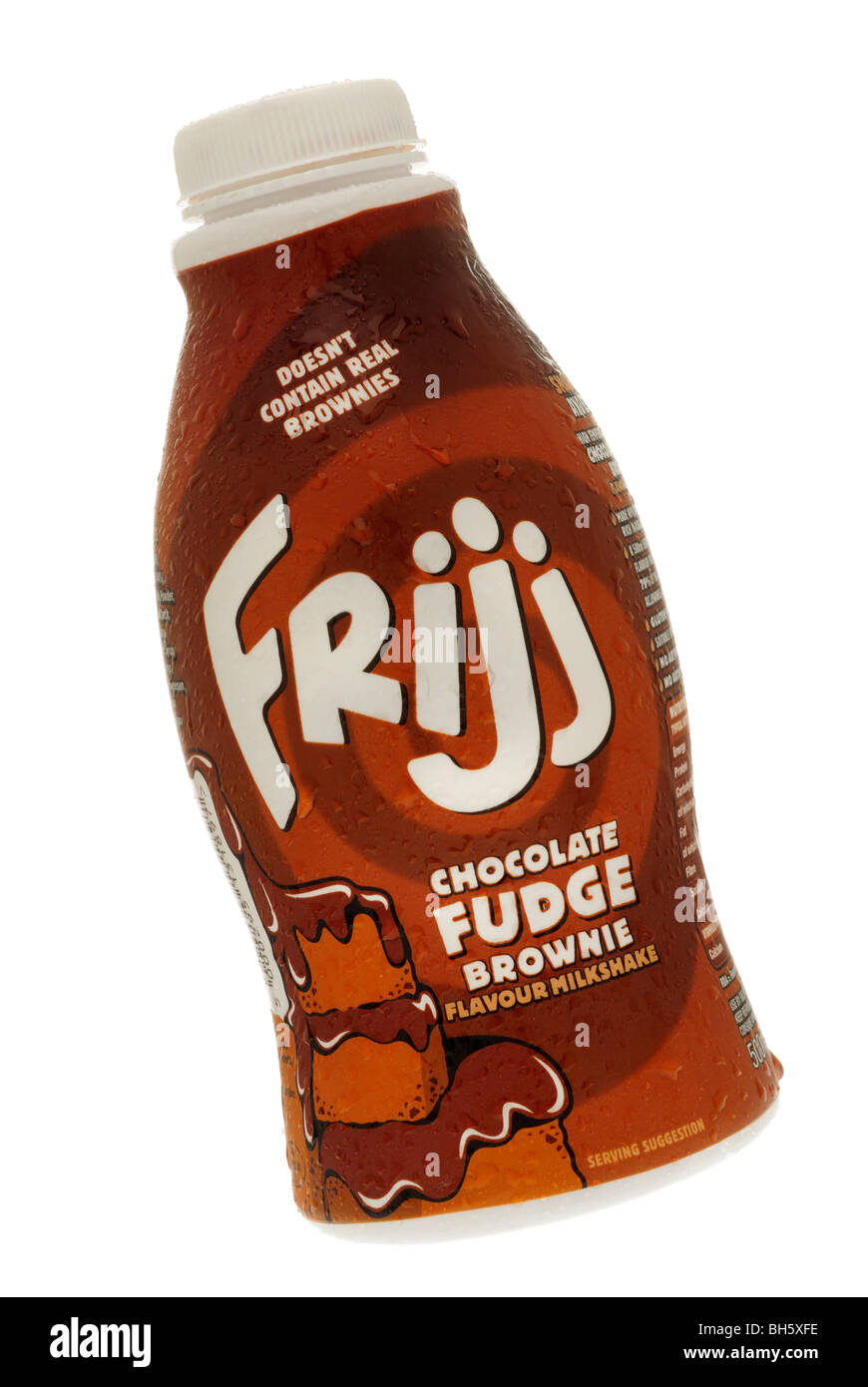 Bottle of Frijj Chocolate Fudge Brownie Flavour Milkshake Stock Photo