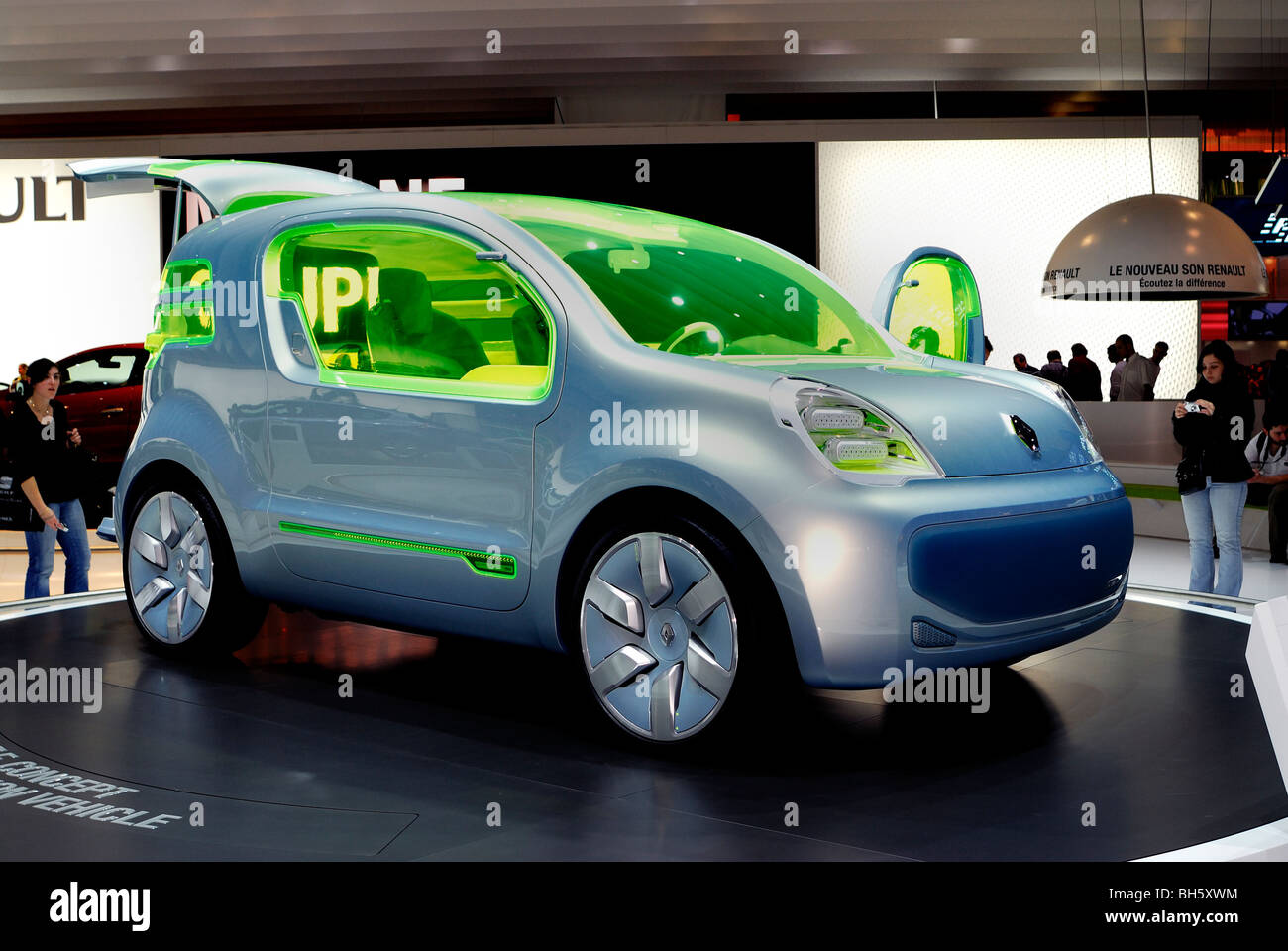 Paris, France, Paris Auto Show, Electric Motor Concept Car, Renault ZE, side view, Green tech, electric car side view, display Stock Photo
