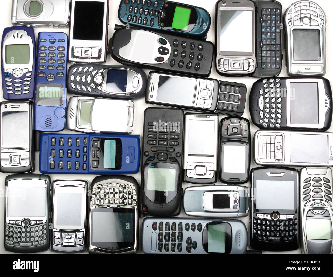 old mobile phones Stock Photo