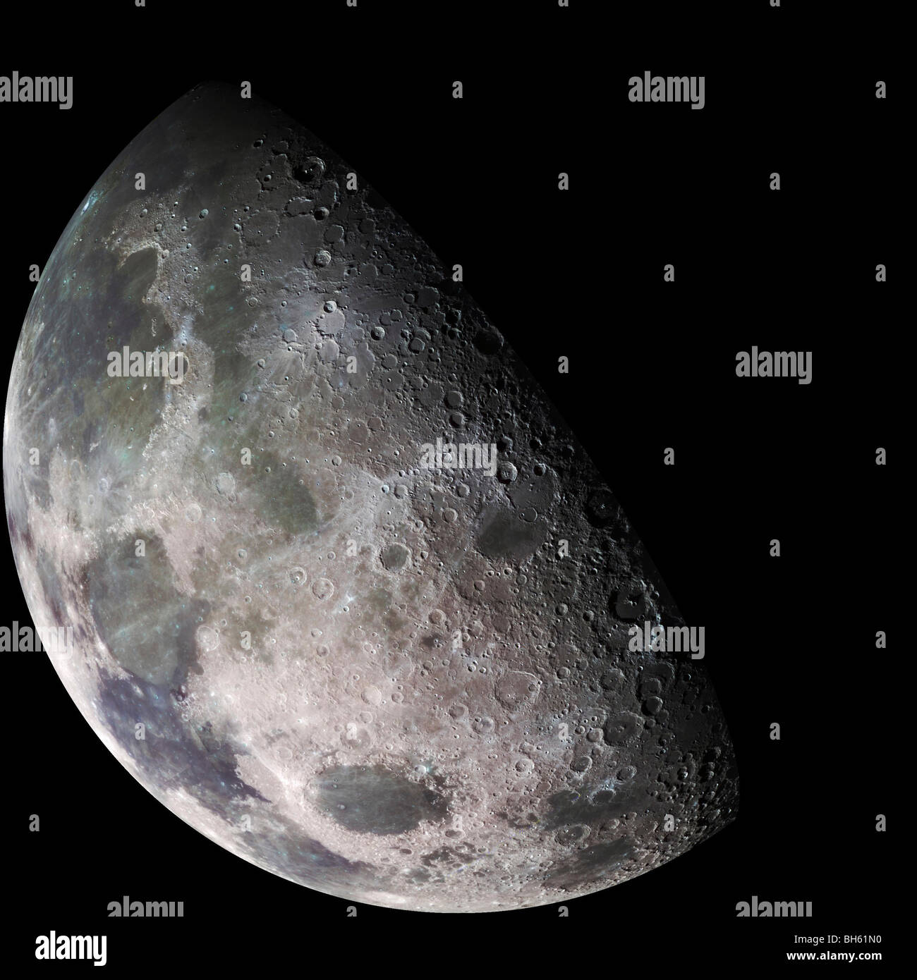 Color mosaic of the Earth's moon. Stock Photo