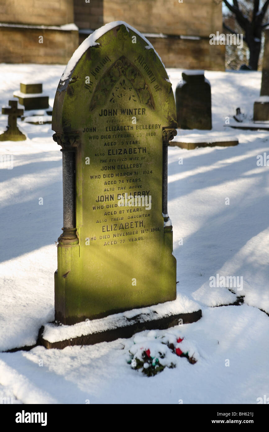 The headstone of John Winter and his family in the graveyard of Holy Trinity Church Washington, north east England, UK Stock Photo