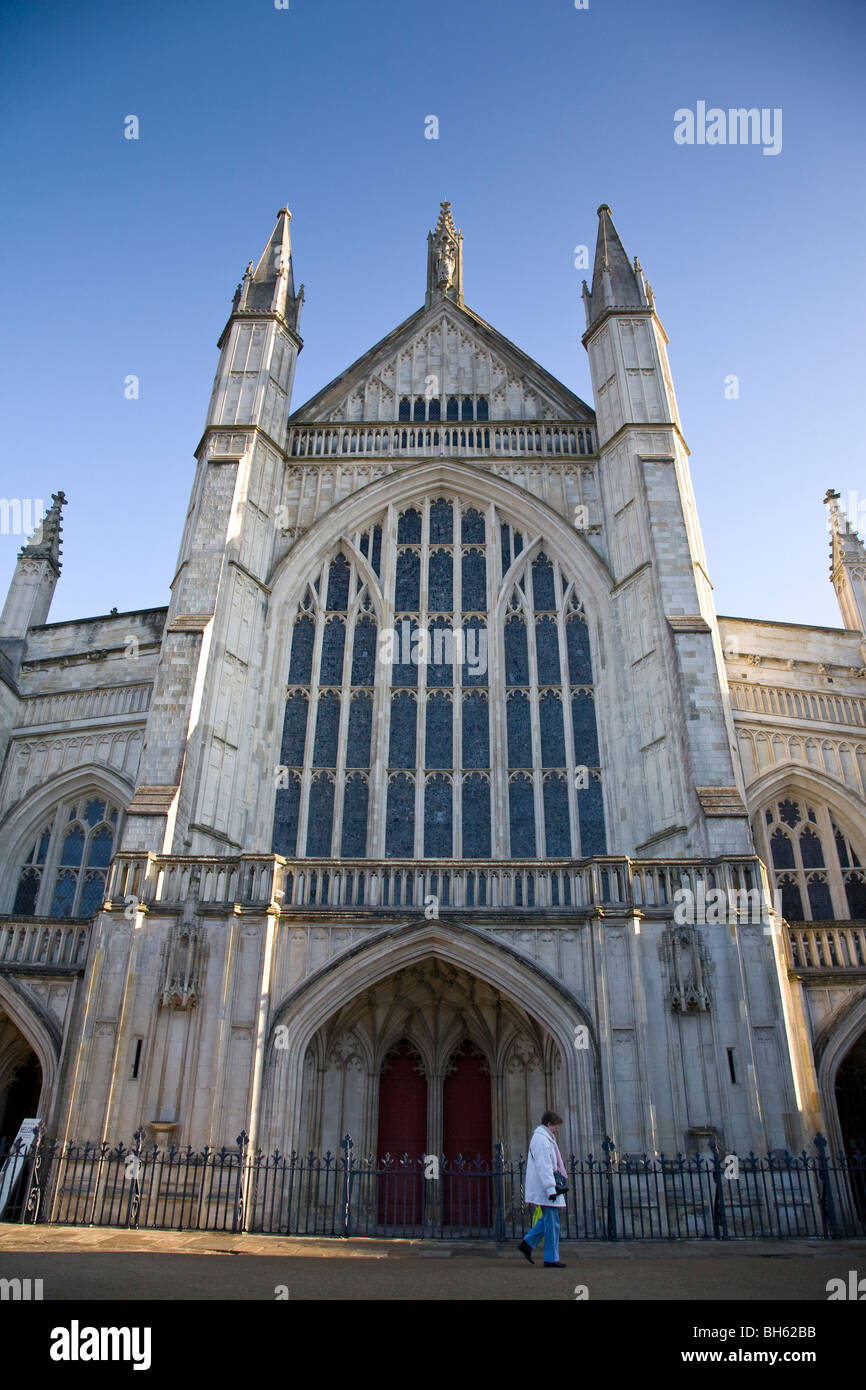 Front facade of Winchester Cathedral, Hampshire, England. Stock Photo