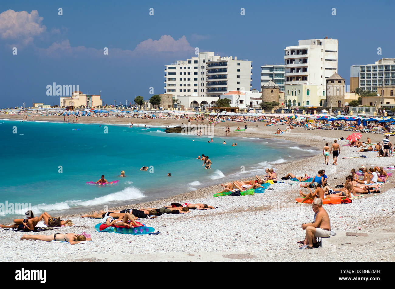 beach,Rhodes Town,Rhodes Island,Greece Stock Photo
