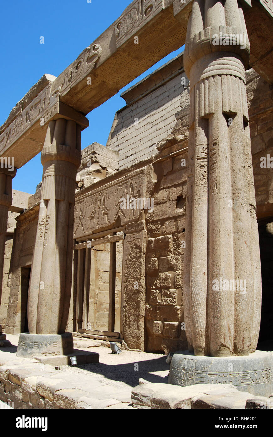 Luxor temple columns and door number 2856 Stock Photo