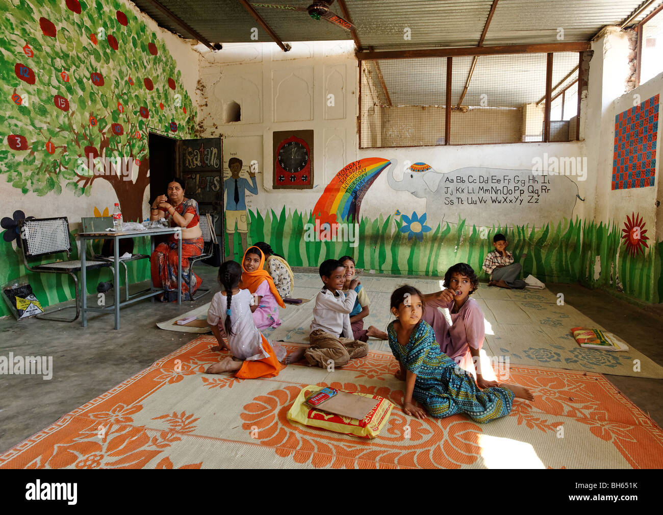 Indian teacher with children hi-res stock photography and images - Alamy