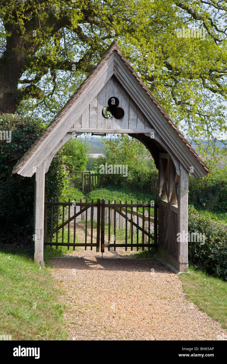 Lych Gate at Holy Cross Church, Durley, Hampshire, England Stock Photo