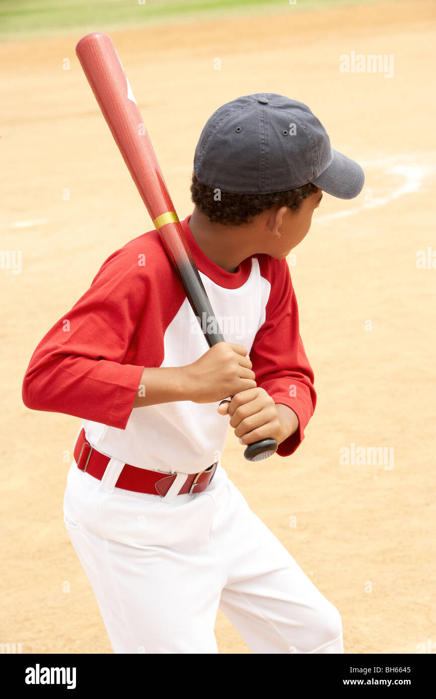 Young Boy Playing Baseball Stock Photo