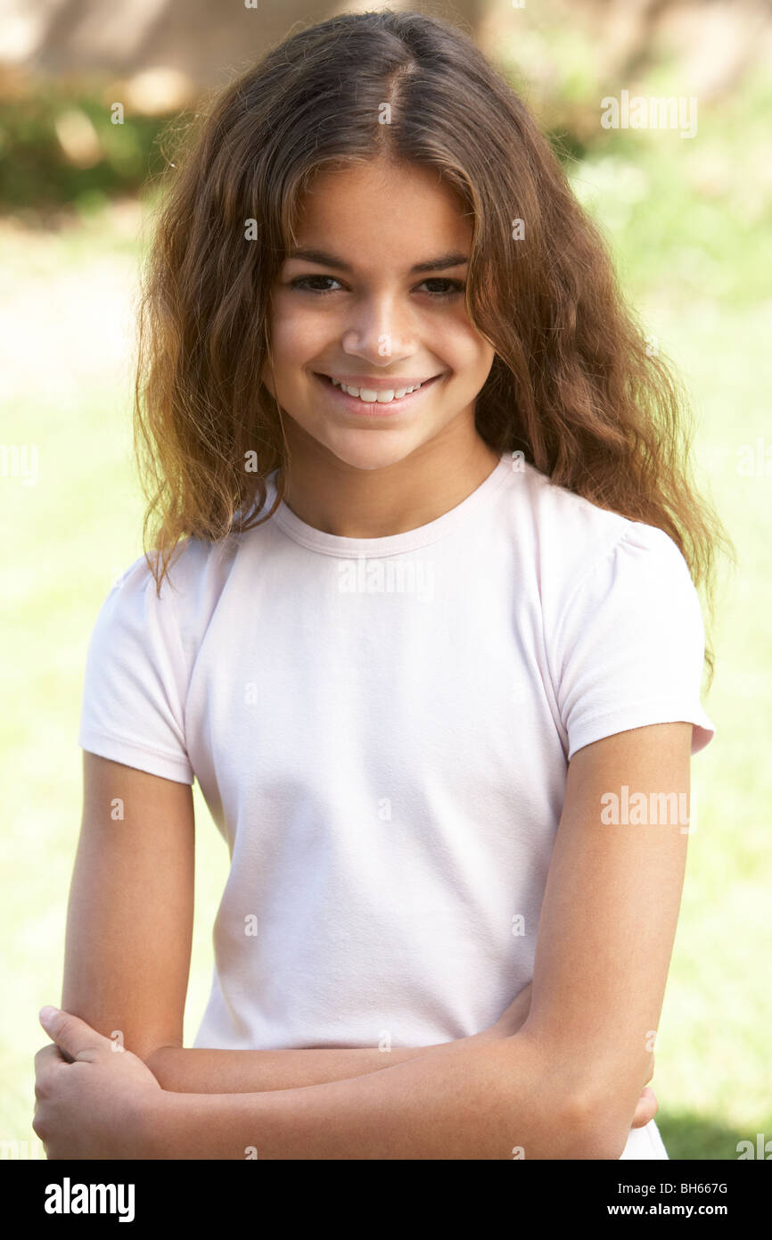 Portrait Of Young Girl In Park Stock Photo - Alamy