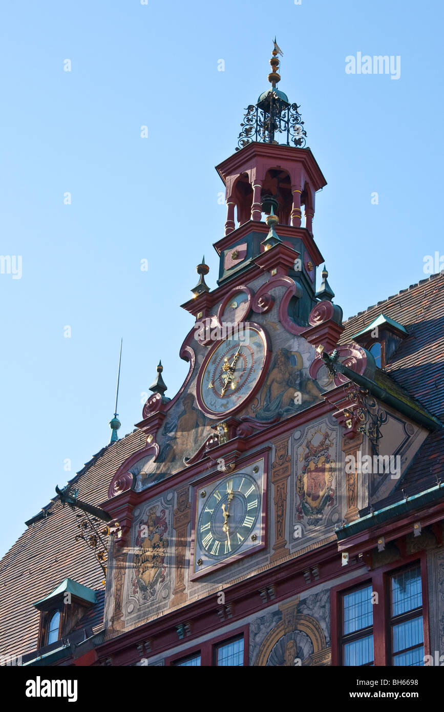 ASTRONOMIC CLOCK , CITY HALL, TUEBINGEN, BADEN WUERTTEMBERG, GERMANY Stock Photo