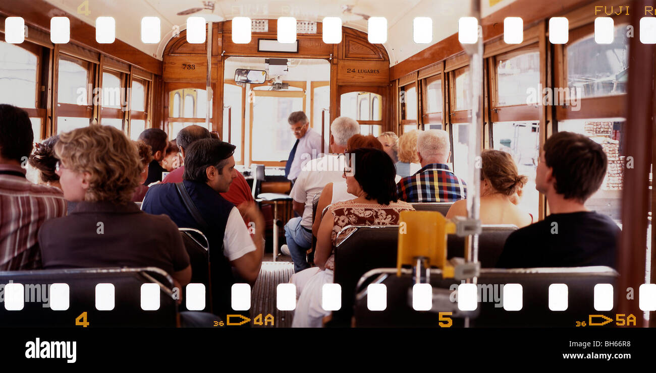 INTERIOR OF THE TRAMWAY, LISBON Stock Photo - Alamy